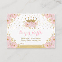 Blush Gold Crown Princess Baby Girl Diaper Raffle