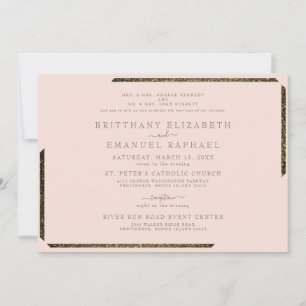 Blush & Gold Dazzling Both Parents Wedding Invitation