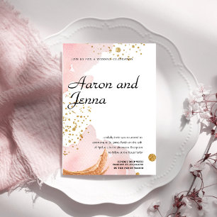 Blush & Gold Elegant Abstract Wedding Invitation