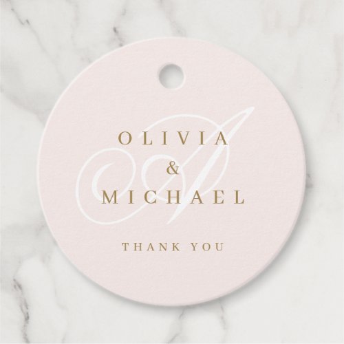 Blush gold elegant classic calligraphy thank you favor tags