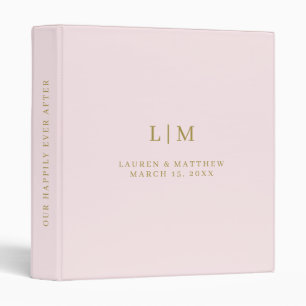 Blush Gold Elegant Wedding Album Personalized Name 3 Ring Binder