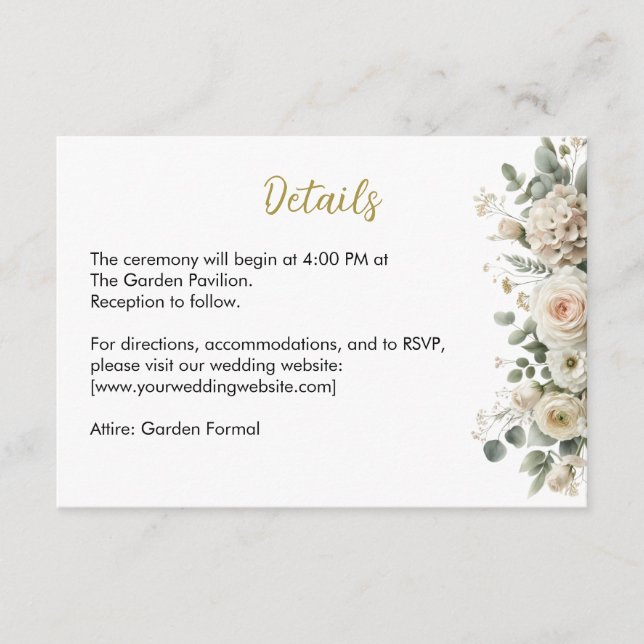 Blush & Gold Elegant Wedding Enclosure Card (Front)