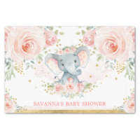 Blush Gold Elephant Girl Baby Shower Favors Tissue Paper