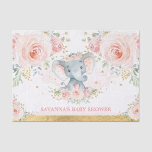Blush Gold Elephant Girl Baby Shower Favors Tissue Paper