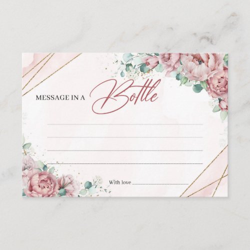 Blush gold eucalyptus Message in a bottle card