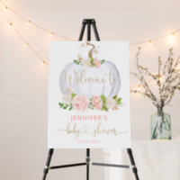 Blush gold fall pumpkin baby shower welcome foam board