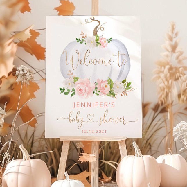 Blush gold fall pumpkin baby shower welcome foam board (Creator Uploaded)