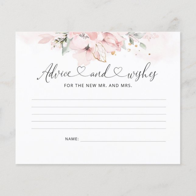 Blush gold floral advice and wishes card. flyer (Front)