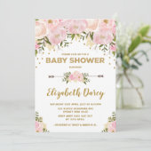 Blush Gold Floral Baby Shower Cottage Chic Invitation (Standing Front)