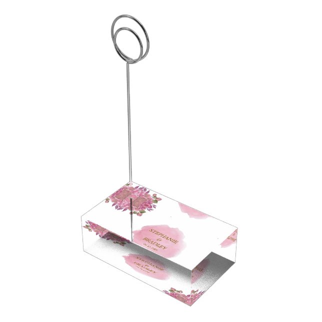 Blush Gold Floral Botanical Elegant Wedding Table Place Card Holder (Corner)