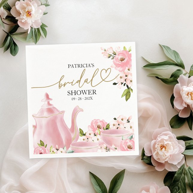 Blush Gold Floral Bridal Shower Tea Party Napkins (Creator Uploaded)