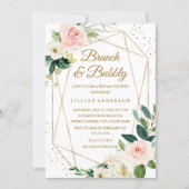 Blush Gold Floral Brunch And Bubbly Bridal Shower Invitation (Front)