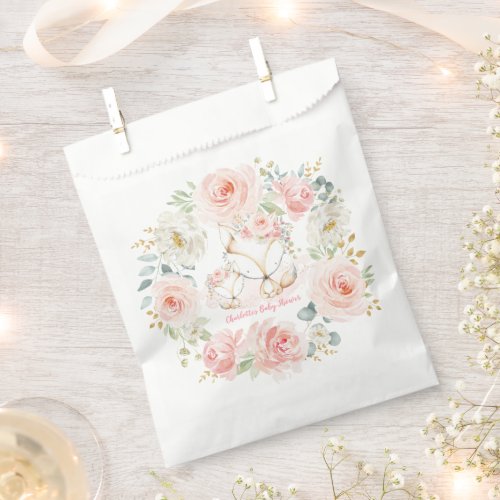 Blush Gold Floral Fox Boho Woodland Baby Shower Favor Bag