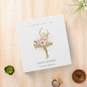 Blush Gold Floral Girl Dancer Dance Academy 3 Ring Binder