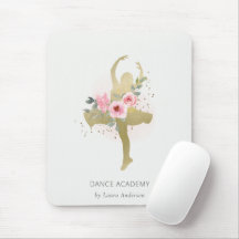 Blush Gold Floral Girl Dancer Dance Academy Mouse Pad