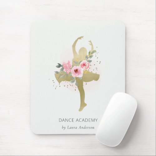 Blush Gold Floral Girl Dancer Dance Academy Mouse Pad