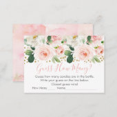 Blush & Gold Floral Guess How Many Shower Game Enclosure Card (Front/Back)