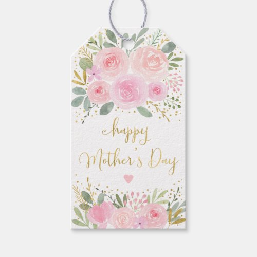 Blush Gold Floral Happy Mothers Day Gift Tags