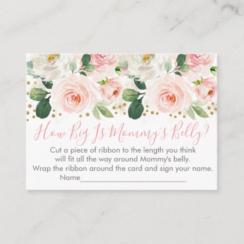 Blush  Gold Floral How Big Is Mommys Belly Game Enclosure Card