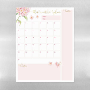 Blush & Gold Floral Monthly Planner To Do List Magnetic Dry Erase Sheet