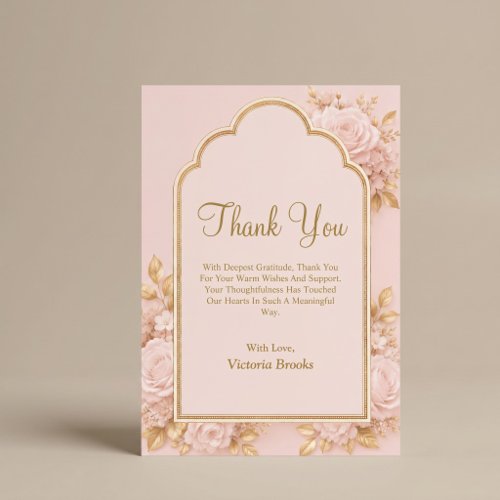 Blush & Gold Floral Thank You Card