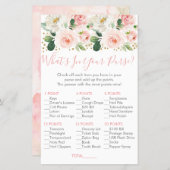 Blush Gold Floral What's In Your Purse Bridal Game (Front/Back)