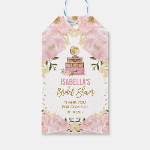 Blush Gold Flower Traveling from Miss to Mrs Favor Gift Tags