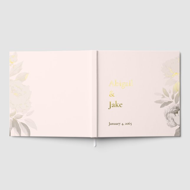 Blush Gold Foil Personalized Wedding Guest Book (Full)