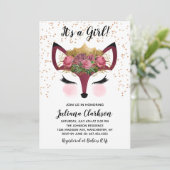 Blush & Gold Fox Princess Baby Shower Invitation (Standing Front)