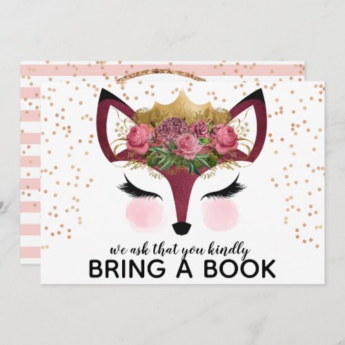 Blush  Gold Fox Princess Bring A Book Invitation