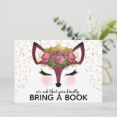 Blush & Gold Fox Princess Bring A Book Invitation (Standing Front)