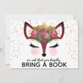 Blush & Gold Fox Princess Bring A Book Invitation (Front)