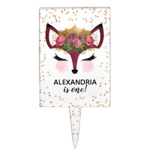 Blush & Gold Fox Princess Cake Topper