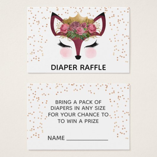 Blush & Gold Fox Princess Diaper Raffle (Front & Back)