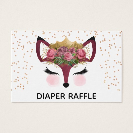 Blush & Gold Fox Princess Diaper Raffle (Front)