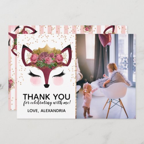 Blush  Gold Fox Princess Thank You Invitation