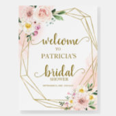 Blush Gold Geometric Floral Bridal Shower Welcome  Foam Board (Front)