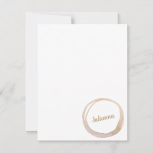 Blush Gold Glitter Abstract Circle Personalized Note Card