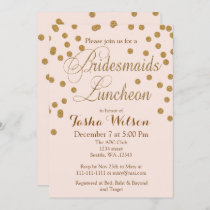 Blush Gold Glitter Bridesmaids Luncheon invites