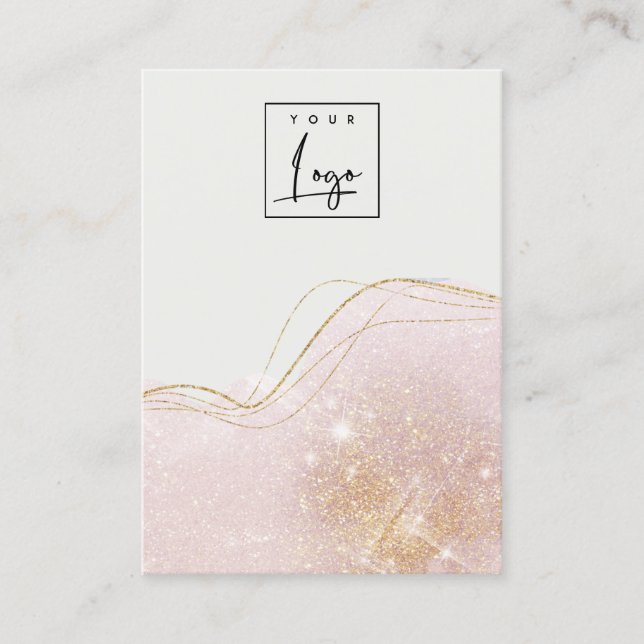 Blush Gold Glitter Logo Blank Jewelry Display Business Card (Front)