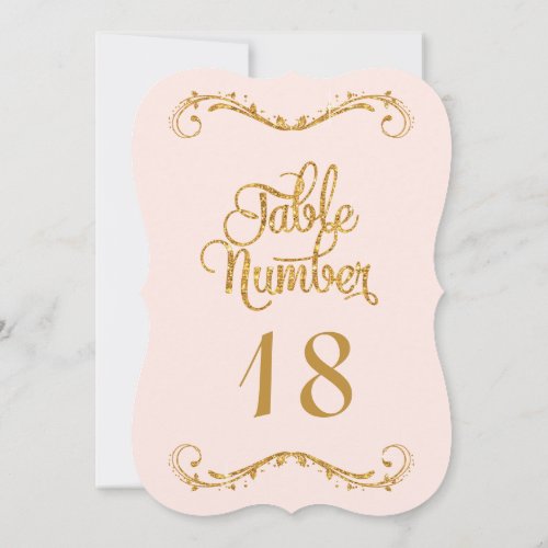 Blush Gold Glitter Script Typography Table Numbers