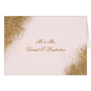 Blush Gold Glitter Sparkle Elegant Wedding Cards