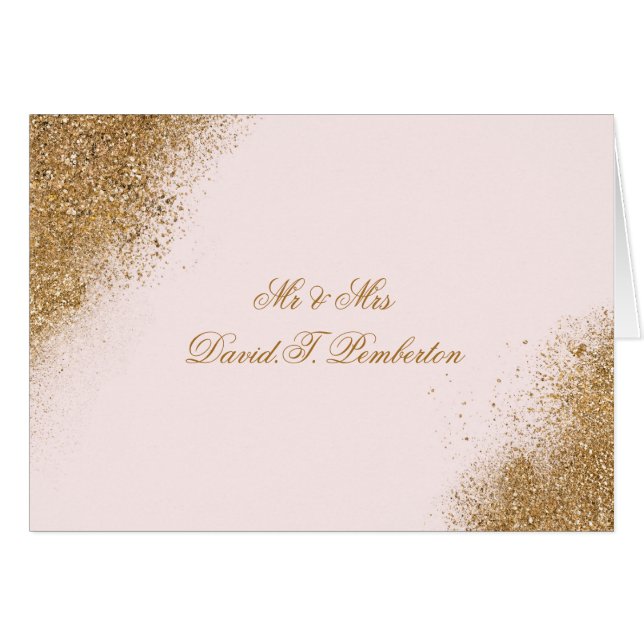 Blush Gold Glitter Sparkle Elegant Wedding Cards (Front Horizontal)