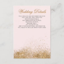 Blush Gold Glitter Sparkle Elegant Wedding Enclosure Card