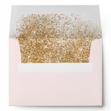 Blush Gold Glitter Sparkle Elegant Wedding Envelope