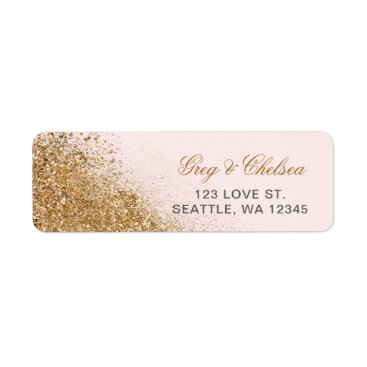 Blush Gold Glitter Sparkle Elegant Wedding Label