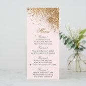 Blush Gold Glitter Sparkle Elegant Wedding Menu (Standing Front)