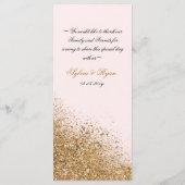 Blush Gold Glitter Sparkle Elegant Wedding Menu (Back)
