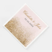 Blush Gold Glitter Sparkle Elegant Wedding Paper Dinner Napkins (Corner)