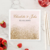 Blush Gold Glitter Sparkle Elegant Wedding Paper Dinner Napkins (Insitu)